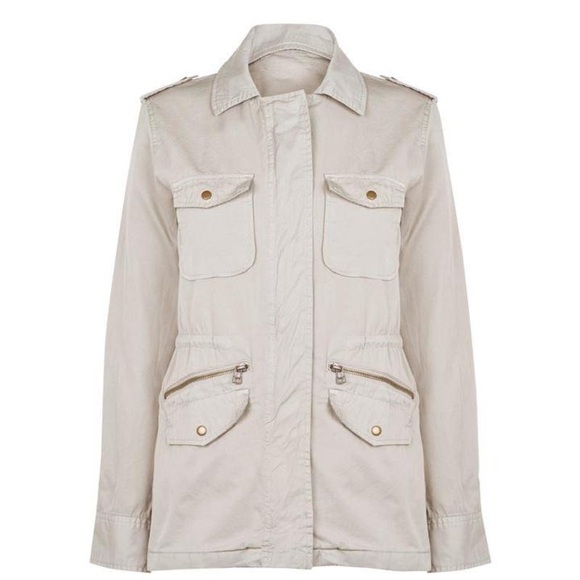 NWT cotton light gray military twill pocketed jacket - Picture 3 of 10